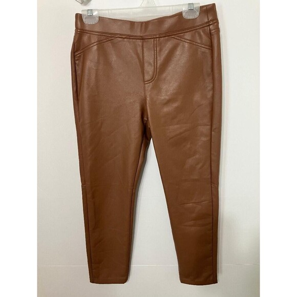 J Jill Straight Leg Size S Hickory Brown Faux Vegan Leather Stretch Pants 30x26 - Picture 1 of 9